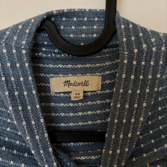 XS Blue Jacquard Puff-Sleeve Mockneck Top - Picture 4 of 4